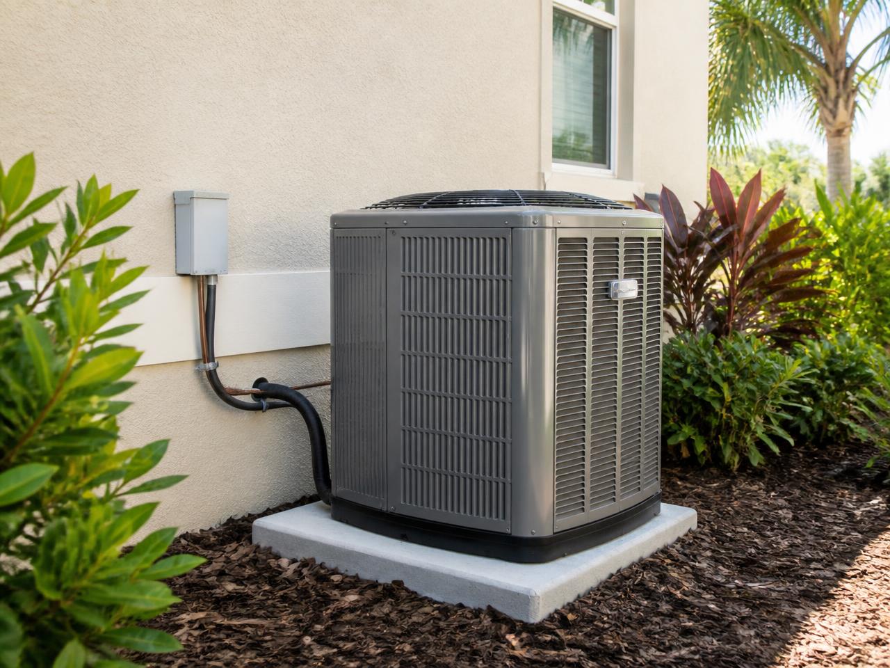 New high-efficiency AC condenser installed at a Florida home