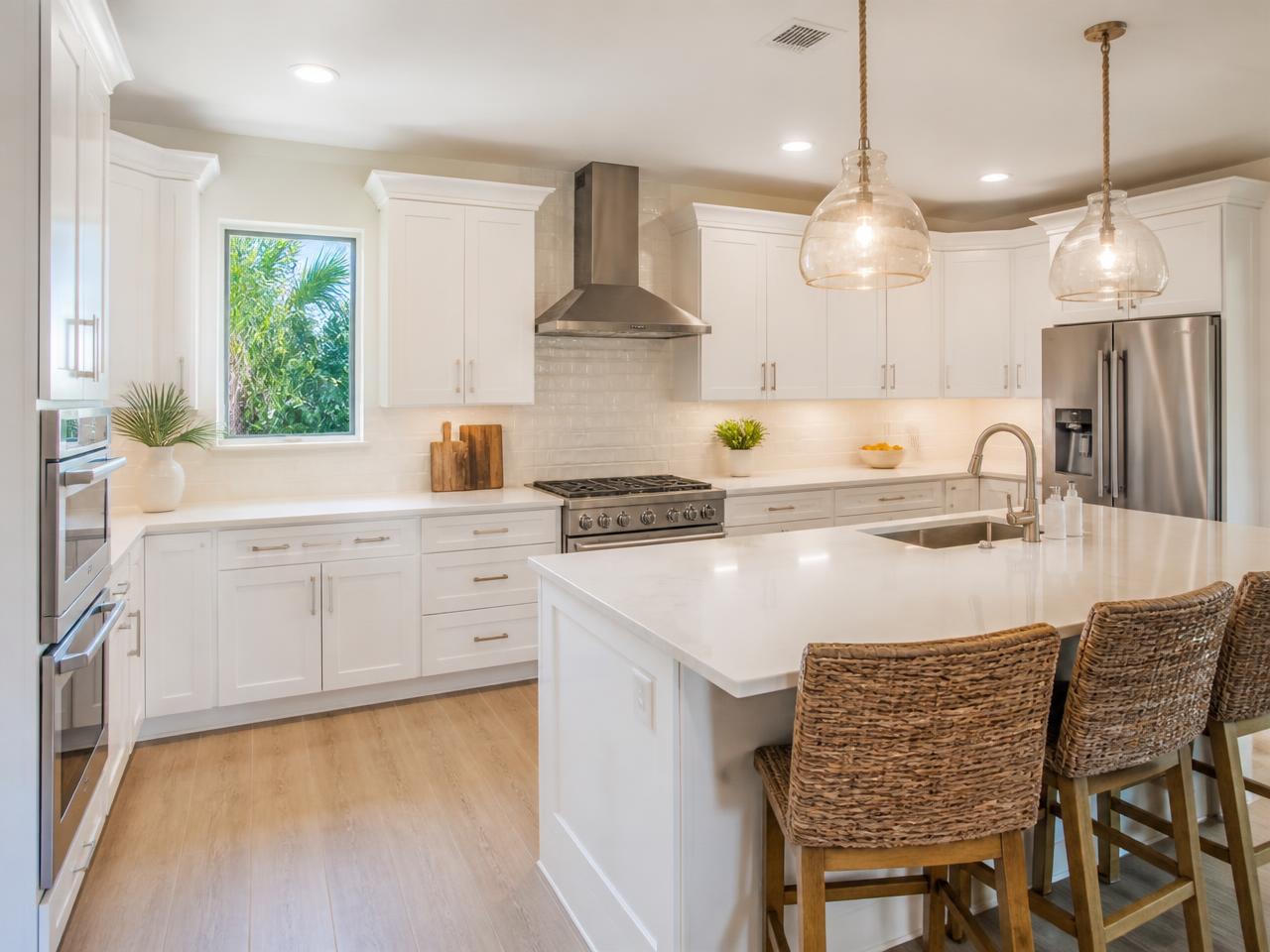 Remodeled Florida kitchen with new cabinets and countertops